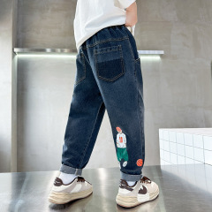 男童牛仔褲春秋款2023新款洋氣兒童秋裝褲子小學生秋季休閒百搭
