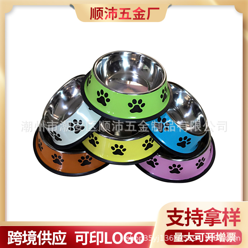 Cross -border thickened color pet bowl dogs