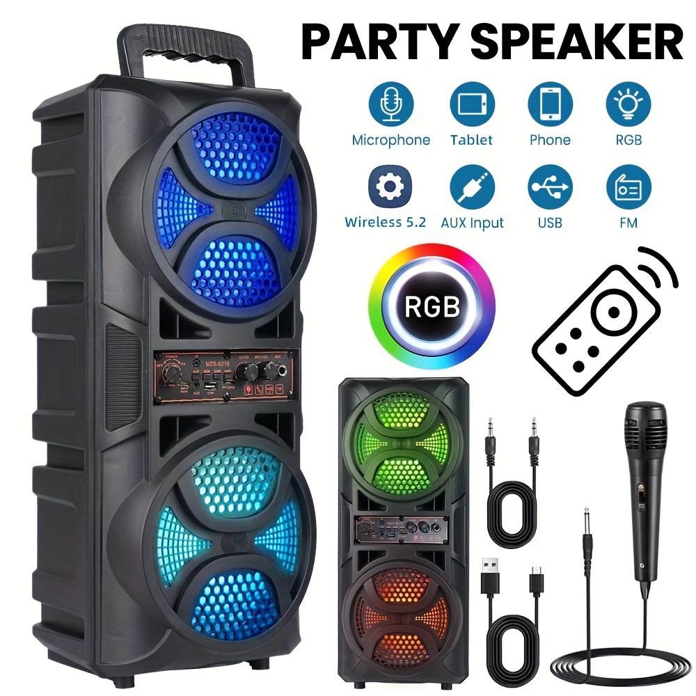 6000W Portable Party Speaker con Dual 8.5 Subwoofers rgb
