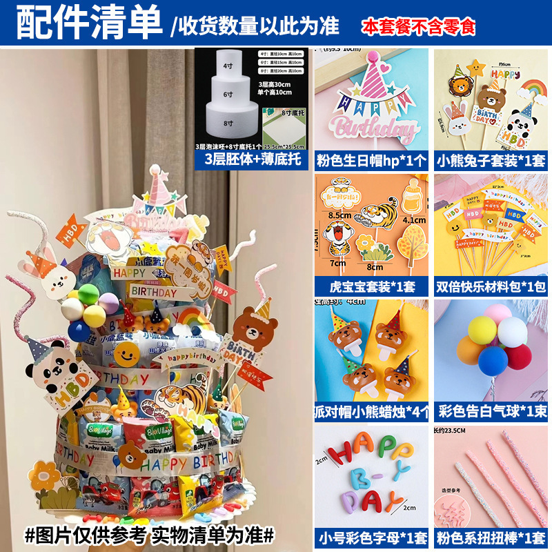 間食誕生日ケーキ装飾児童プラグイン泡胚模型diy材料パーティー紅書同金|undefined