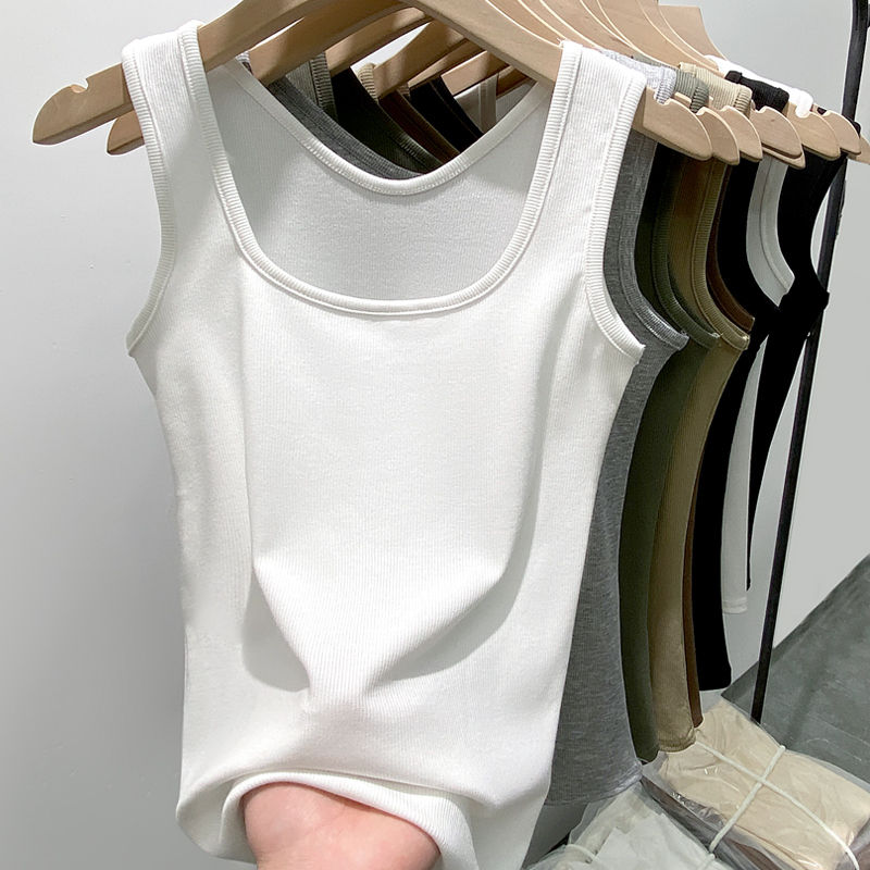 【Exclusive for Dropshipping】New Women's Camisole for Spring and Summer, Popular Slim-Fit Wide U-Neck Top That Makes You Look Slimmer