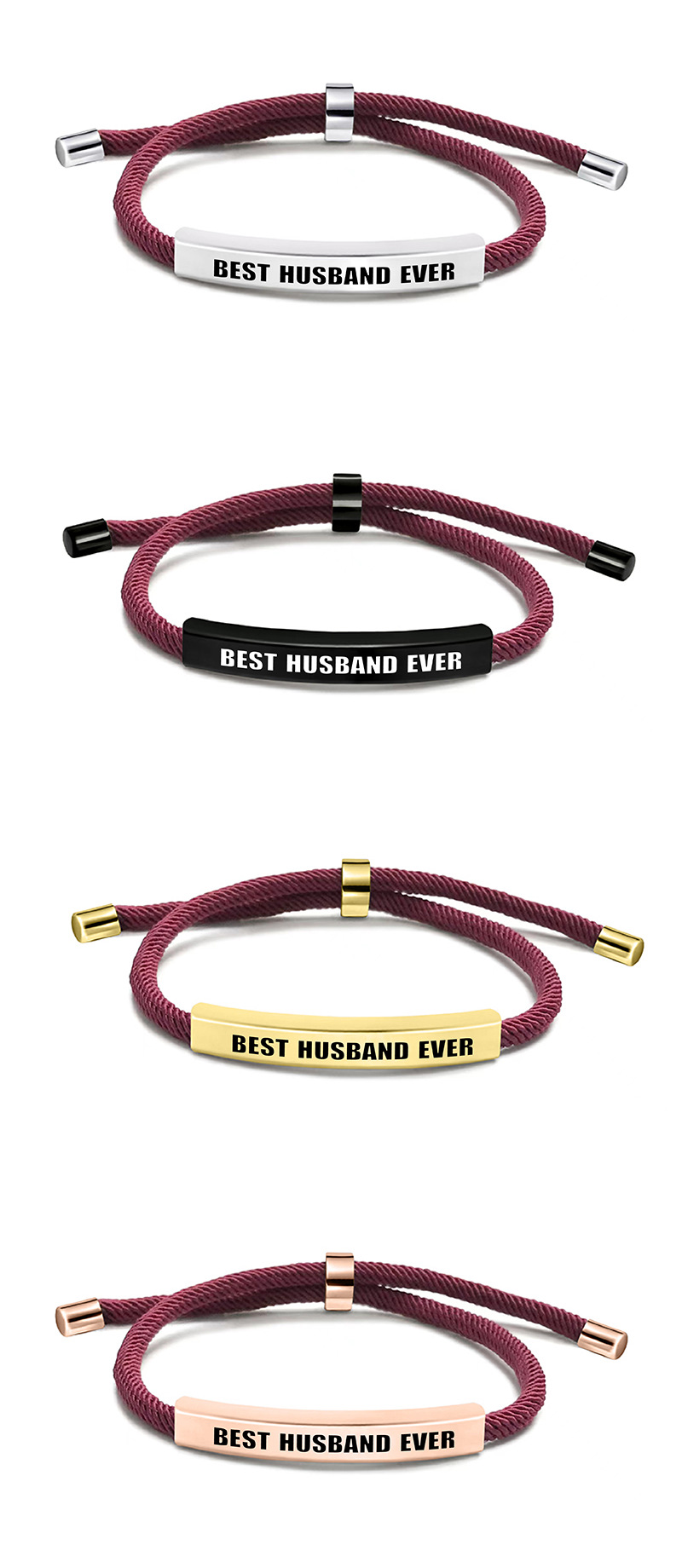 201 Stainless Steel, rope Material Simple Style Letter 201 Stainless Steel Rope Woven Chain String Bracelets Wholesale