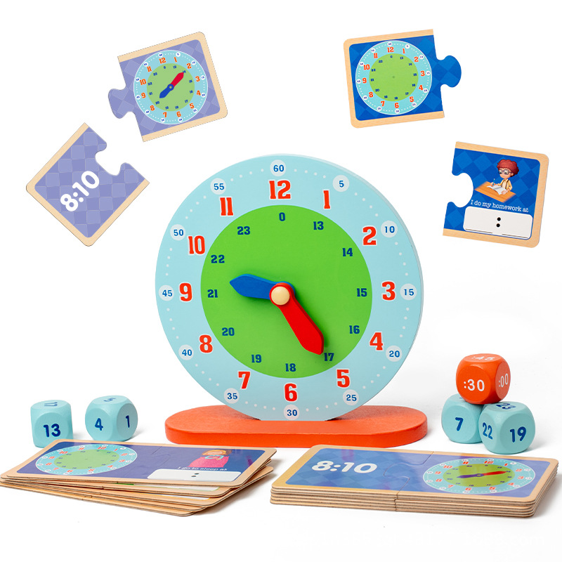 Juguetes transfronterizos CE y CPC doble prueba certificación de madera reloj digital ayuda didáctica para estudiantes de primaria grado 1 o 2 aprendizaje 3