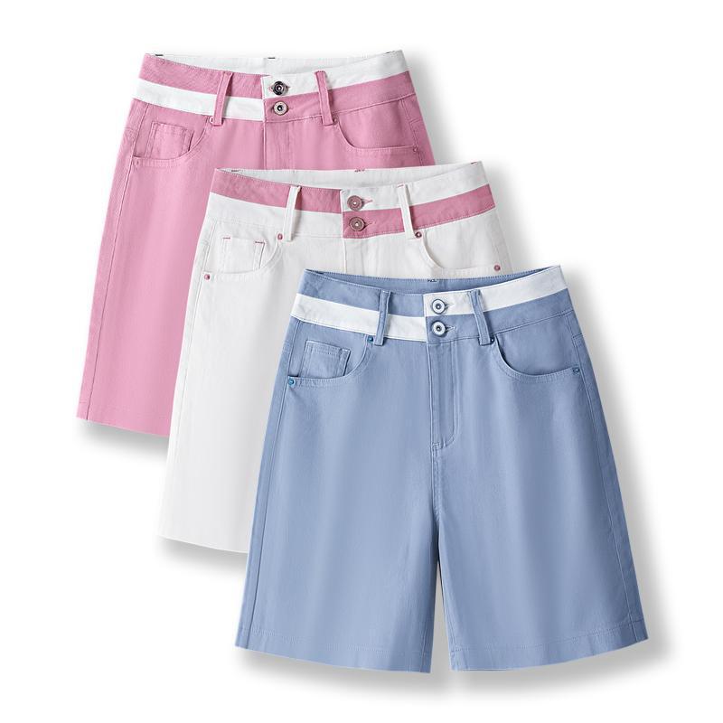 Dopamine Denim Shorts for Women 2026 New Style Summer Thin Casual Slimming Wide-Leg Pants