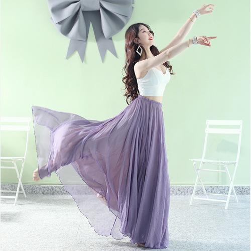 Classical dance clothing 720-degree double-layer elegant Tencel large swing skirt modern folk dance practice clothing performance clothing set
