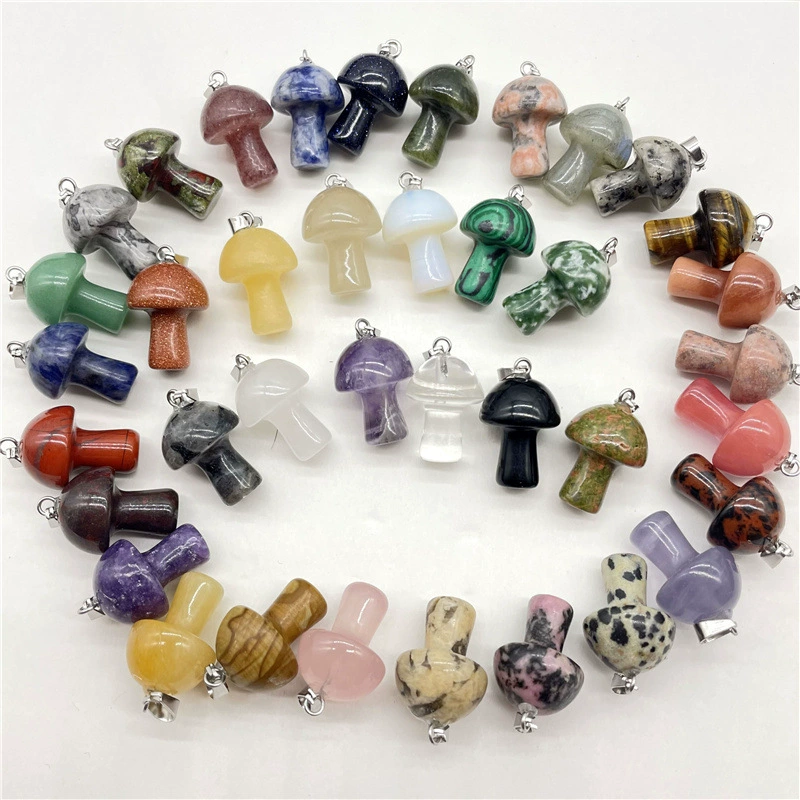 Мода натуральный кристалл 2 см мини-гриб кулон ожерелье аксессуары DIY гриб форма кулон