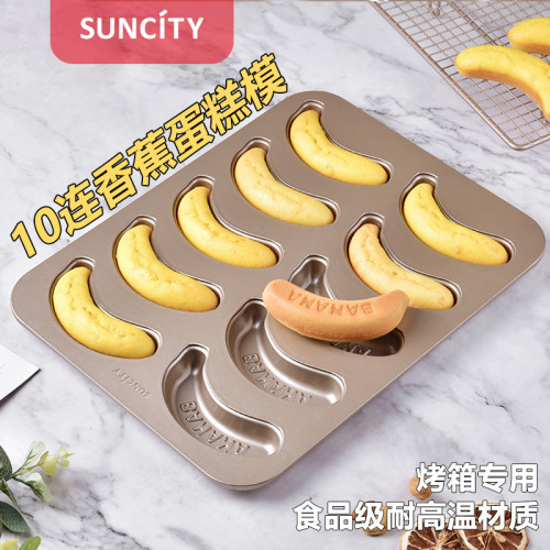 Yangchen cross-border manufacturer wholesale direct supply DIY home kitchen baking tools creative 10-piece banana cake mold