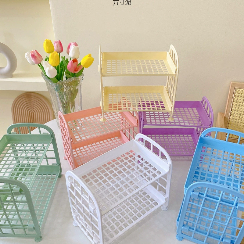 Простой настольный двухслойный подставка для хранения дома пластиковая подставка для хранения небольшая подставка для хранения столешницы