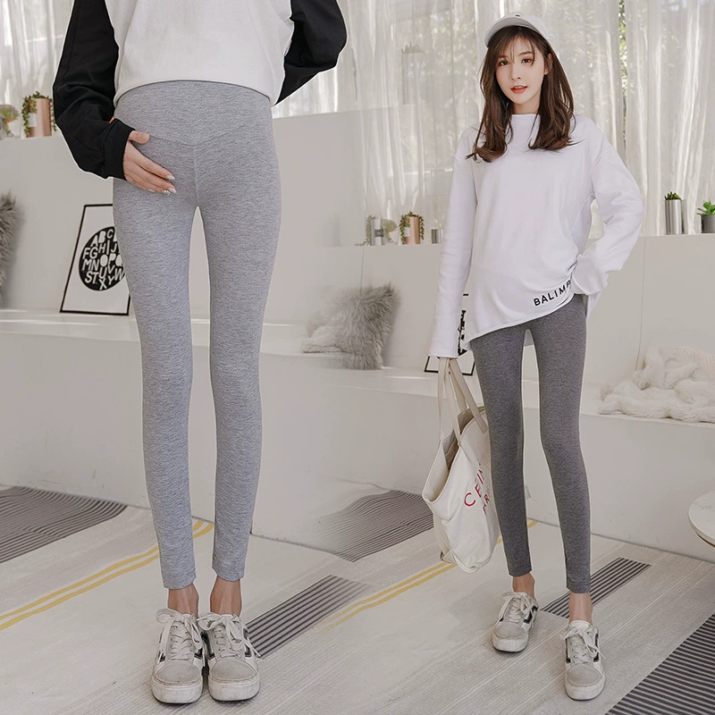 Леггинсы для беременных, универсальные на весну и осень, поддерживающие живот, брюки для беременных с девятью точками, тонкие брюки