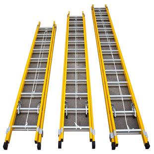 Foreign Trade Factory Insulated Telescopic Ladder Fiberglass Adjustable Pull Rope Ladder Dedicated to Electric Engineering
