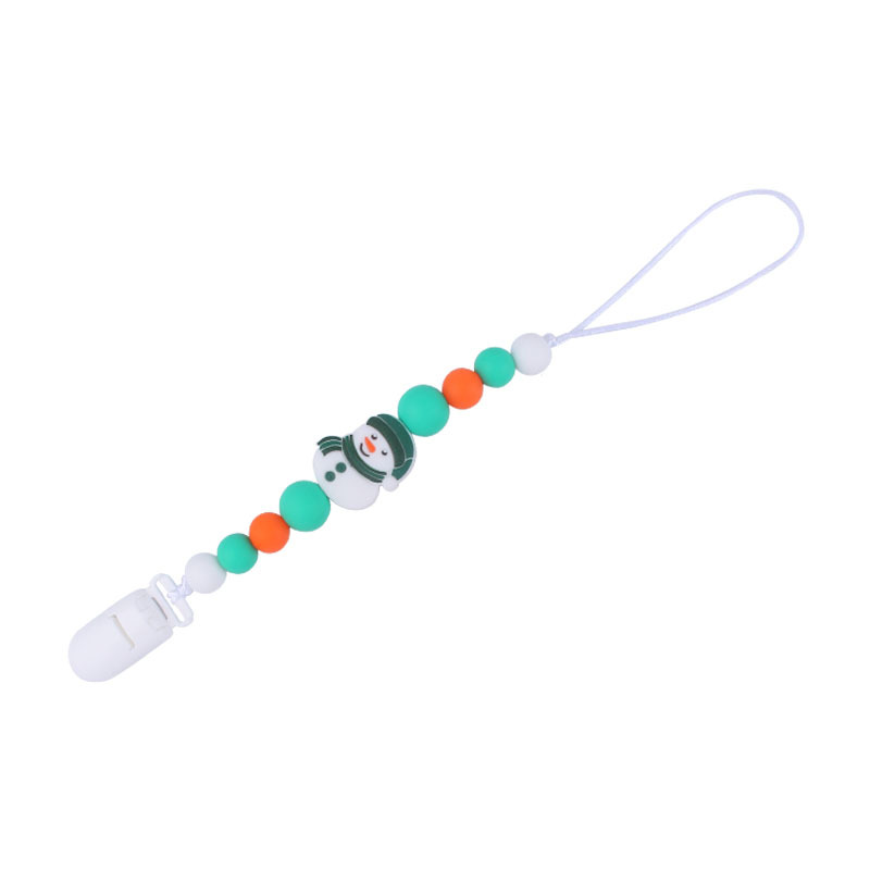 Nuevo bebé dibujos animados Navidad serie chupete cadena bebé cuentas de silicona mordedor dientes molienda anti-gota cadena