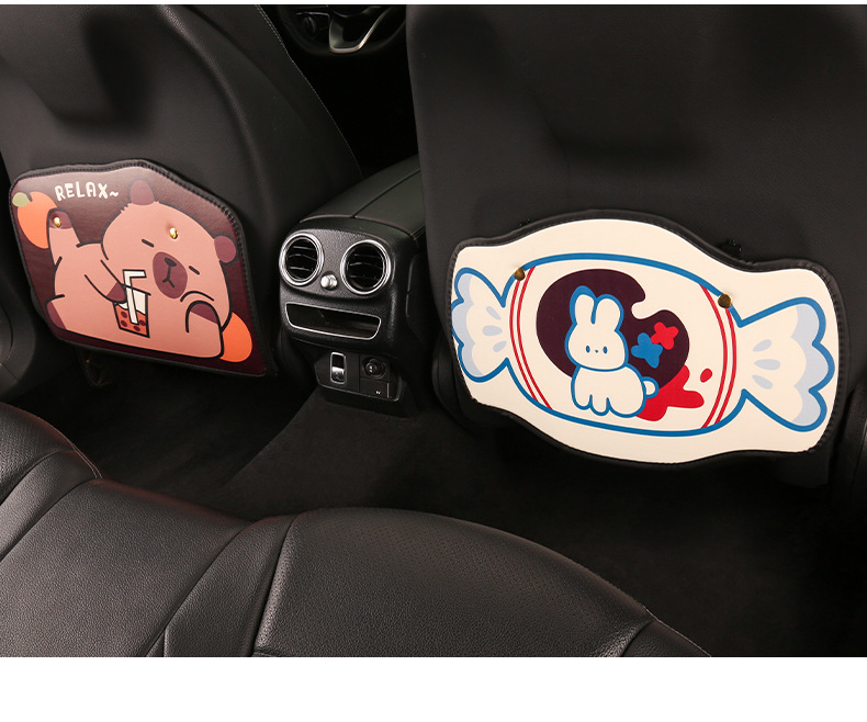 Women's cute cartoon car seat back anti-kick cushion car seat back anti-fouling cushion short back pocket suspension type