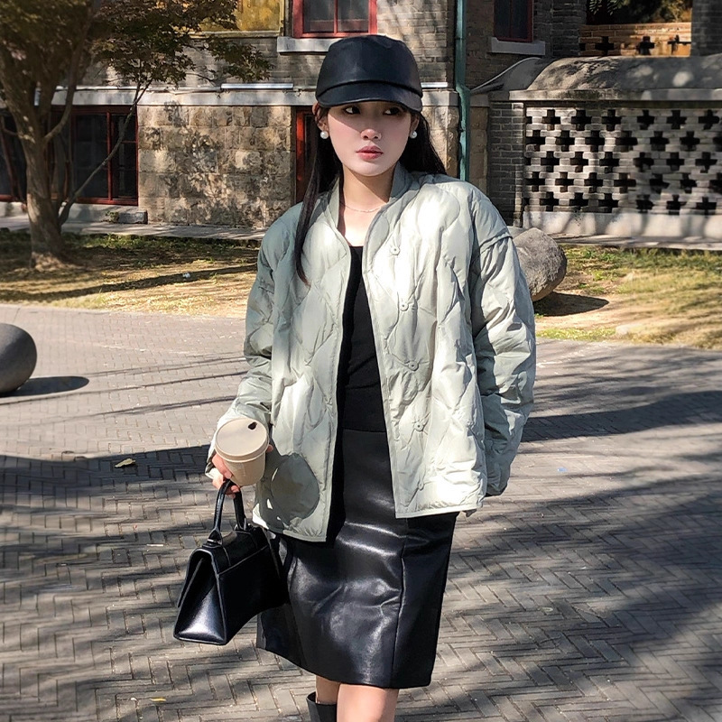 Women's Loose-Fitting Quilted down Jacket with Diamond Pattern, Winter Long and Short Casual Coat, 2025 New Style