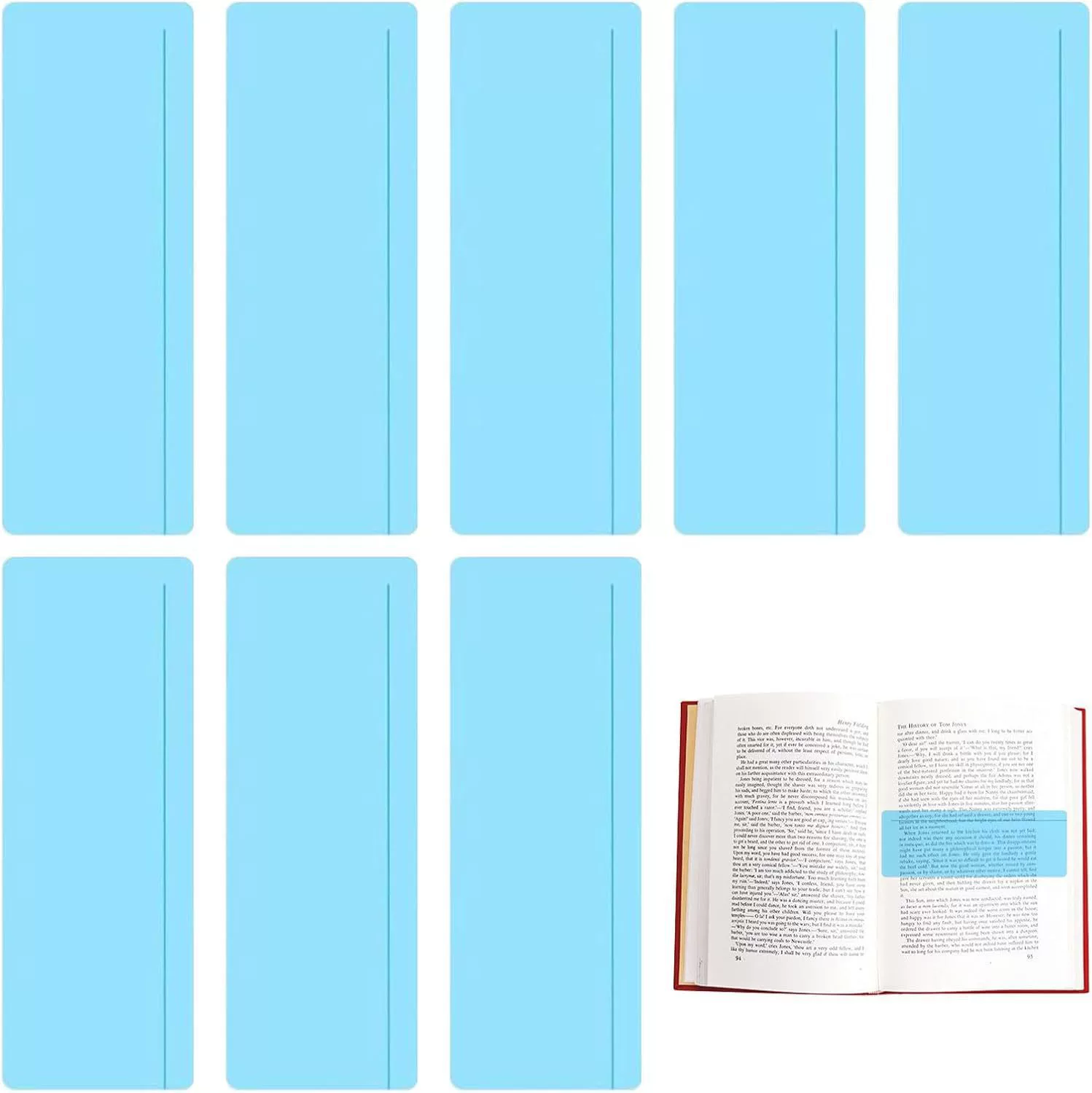 8 синих полосок для чтения под руководством, полоски для чтения под руководством, прямоугольные покрытия для расстройств чтения YQ