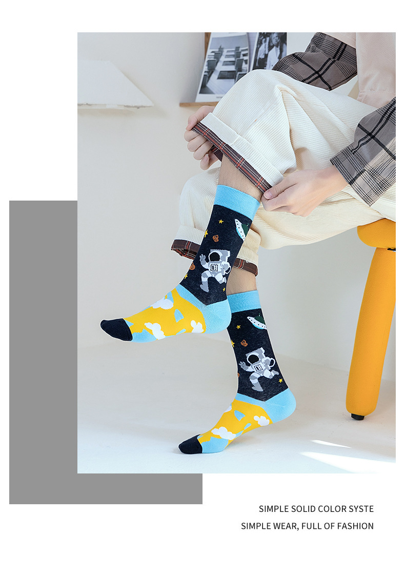 Unisex Basic Cartoon Plaid Fruit Nylon Cotton Jacquard Crew Socks 1 Set display picture 1