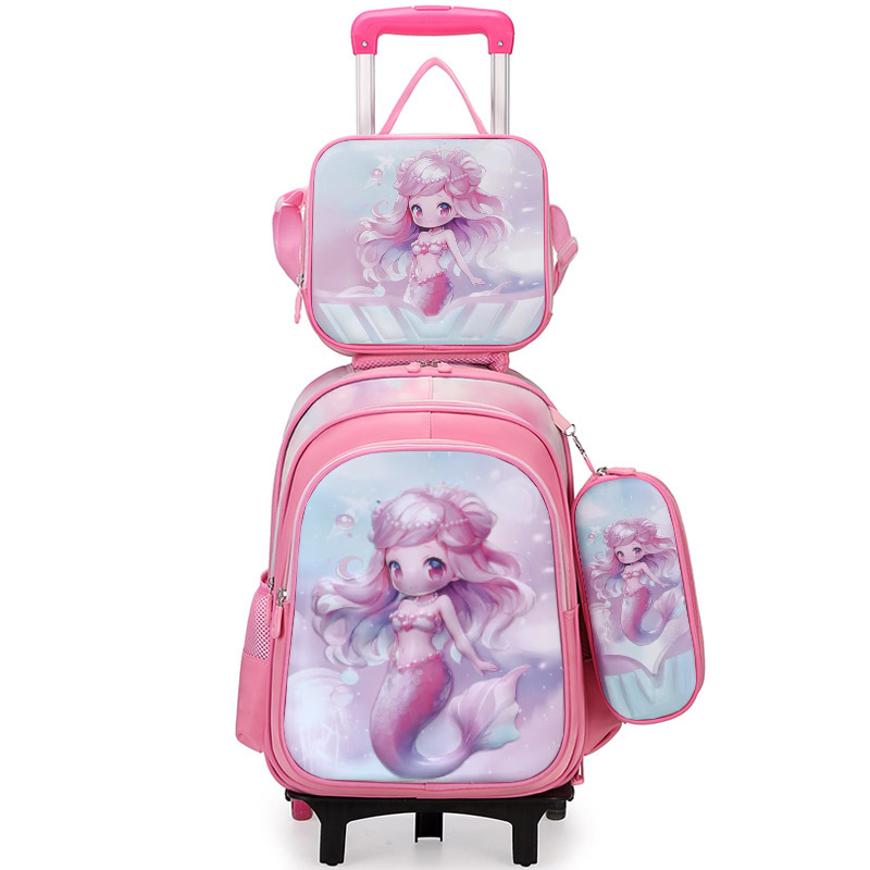Fábrica directa transfronteriza de estudiantes de primaria tracción tres piezas conjunto tracción mochila de dibujos animados lindo nuevo tipo de mochila