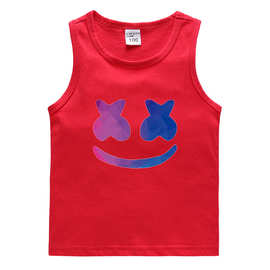 Marshmello DJ夏装儿童背心休闲打底衫吸汗糖果中小童无袖汗衫