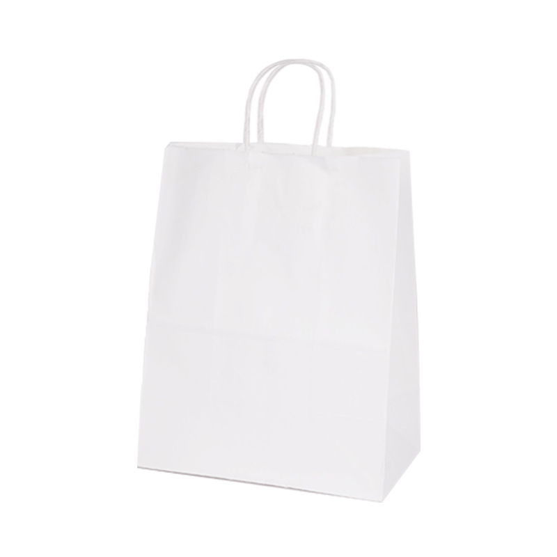 Bolsa de papel kraft portátil en stock Bolsa de embalaje de alimentos para pan Bolsa de embalaje para llevar Bolsa de regalo de compras con logotipo