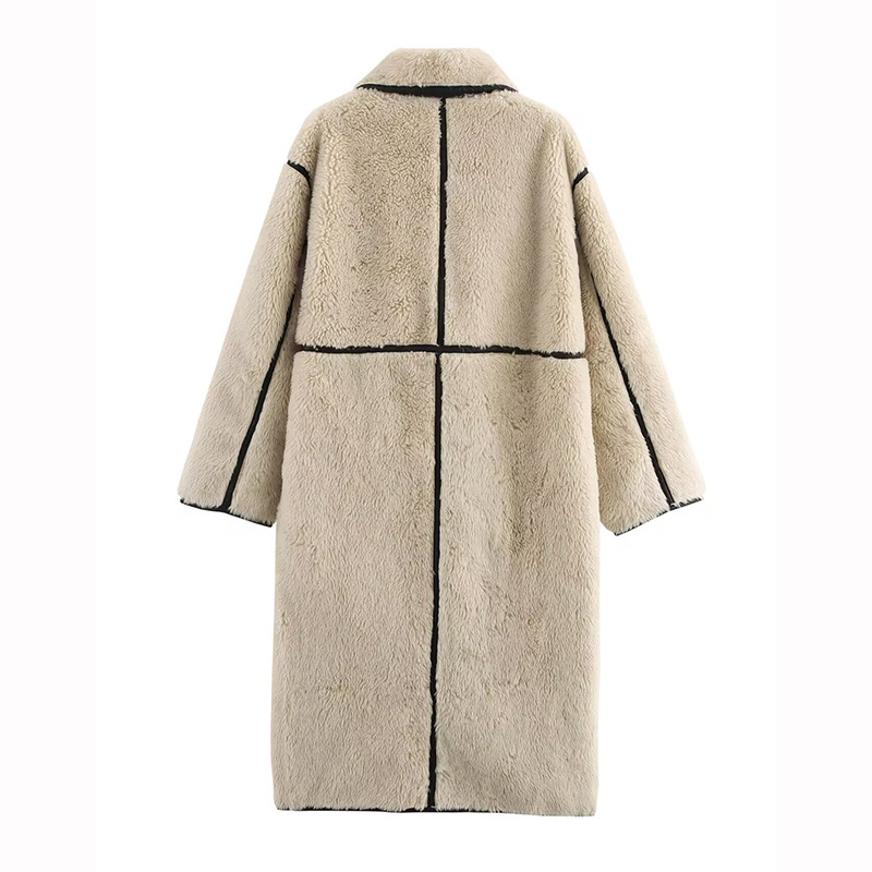 (2개) 2025 국경 간 여성 유럽 및 미국 패션 올 매치 프랑스 캐주얼 플리스 칼라 느슨한 미드 길이 LAMBSKIN 재킷