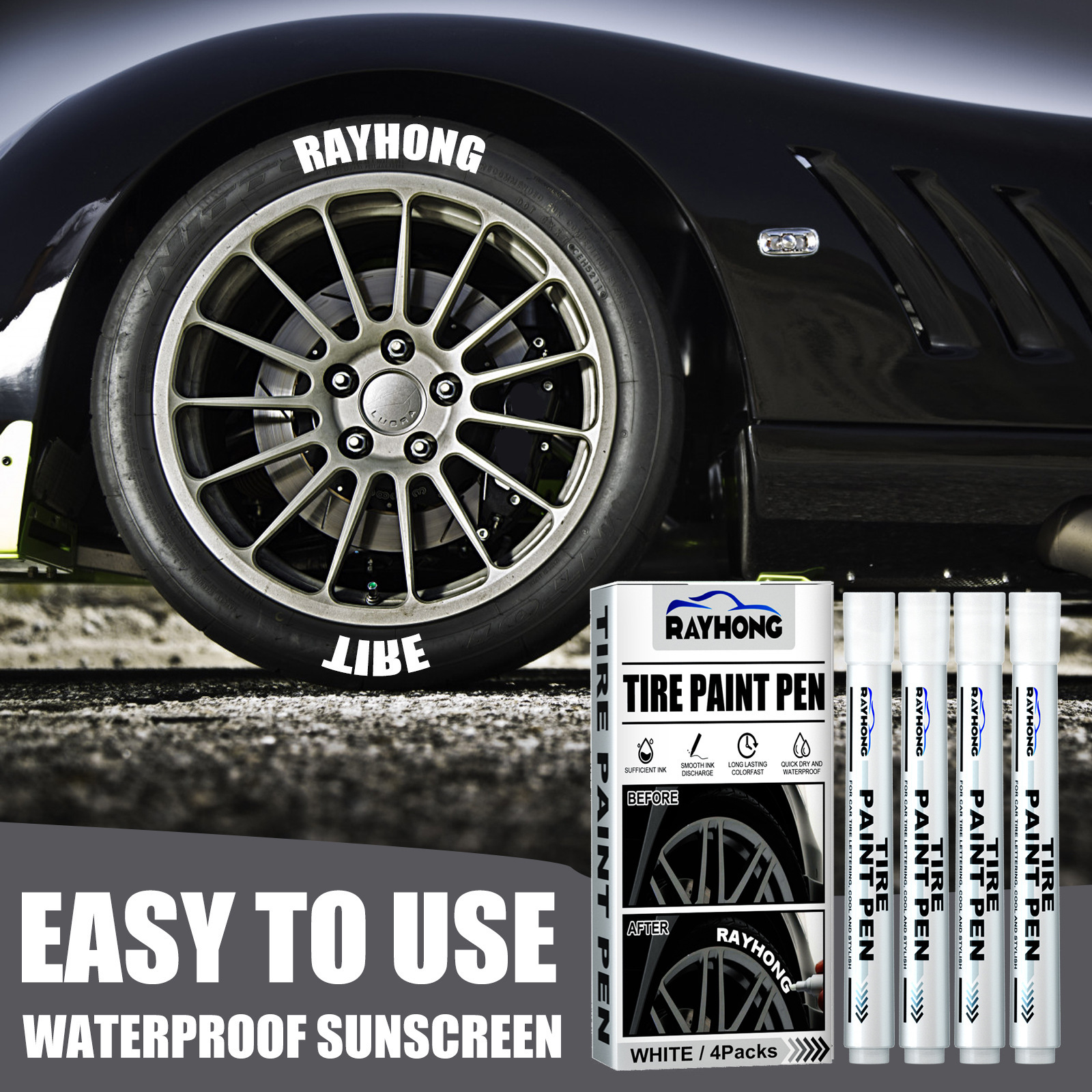 Rayhong tire paint pen car tire letter pen decoration modification supplies graffiti tire marker pen