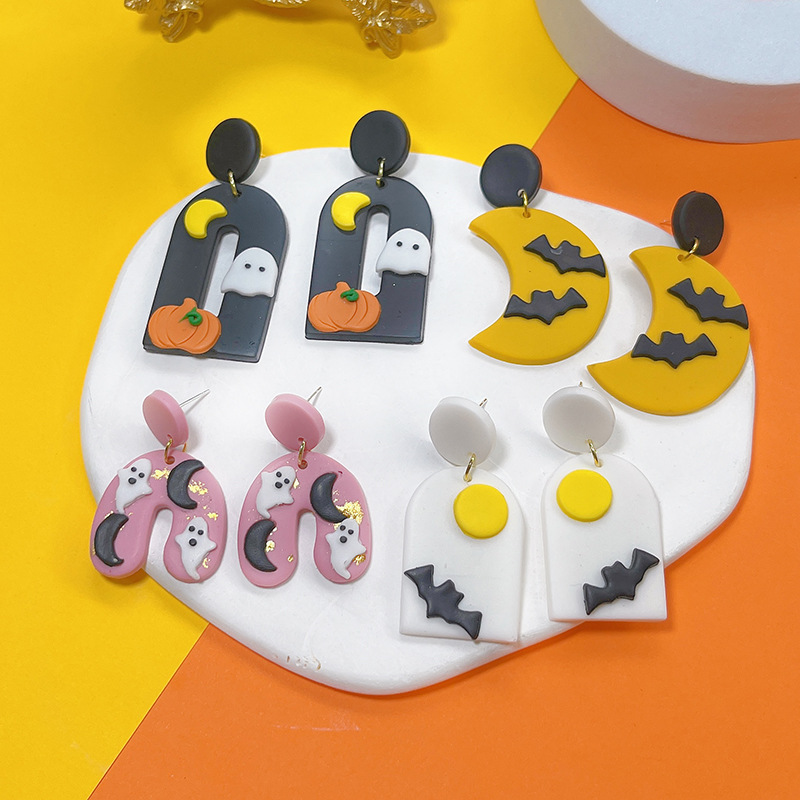 18g Weight Drop Earrings Classification 1 Pair Quantity 1 Pair Streetwear Halloween Pattern Soft Clay Drop Earrings