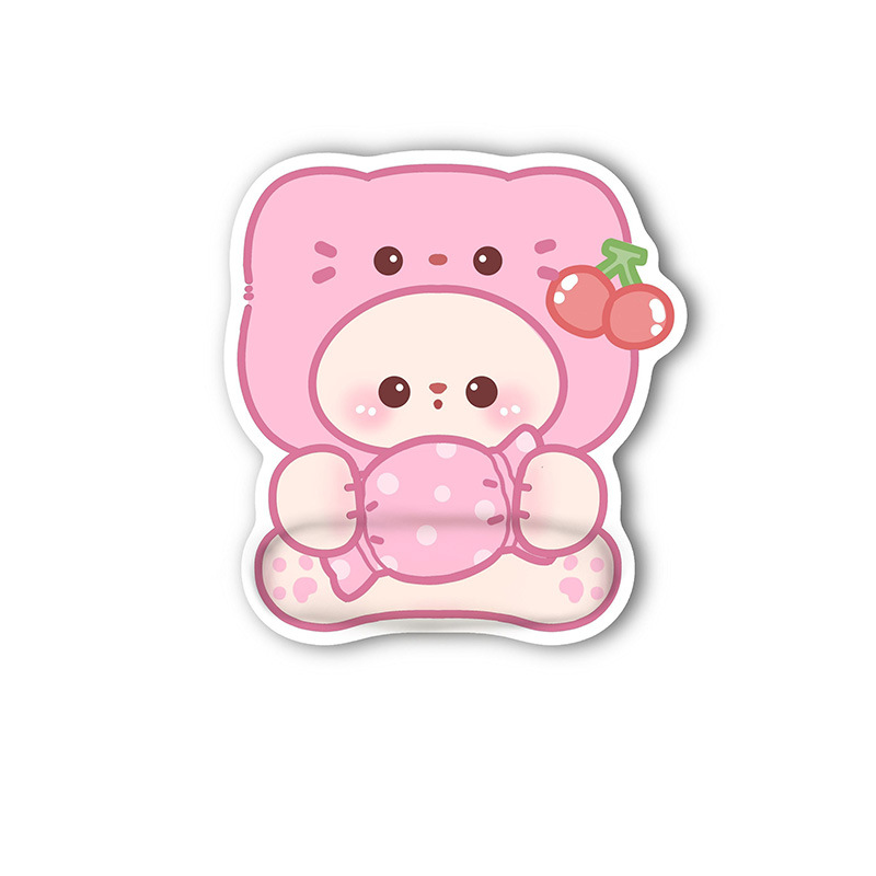 Protector de muñeca 3D lindos dibujos animados computadora portátil de oficina es memoria algodón muñeca de goma protector de muñeca de color sólido