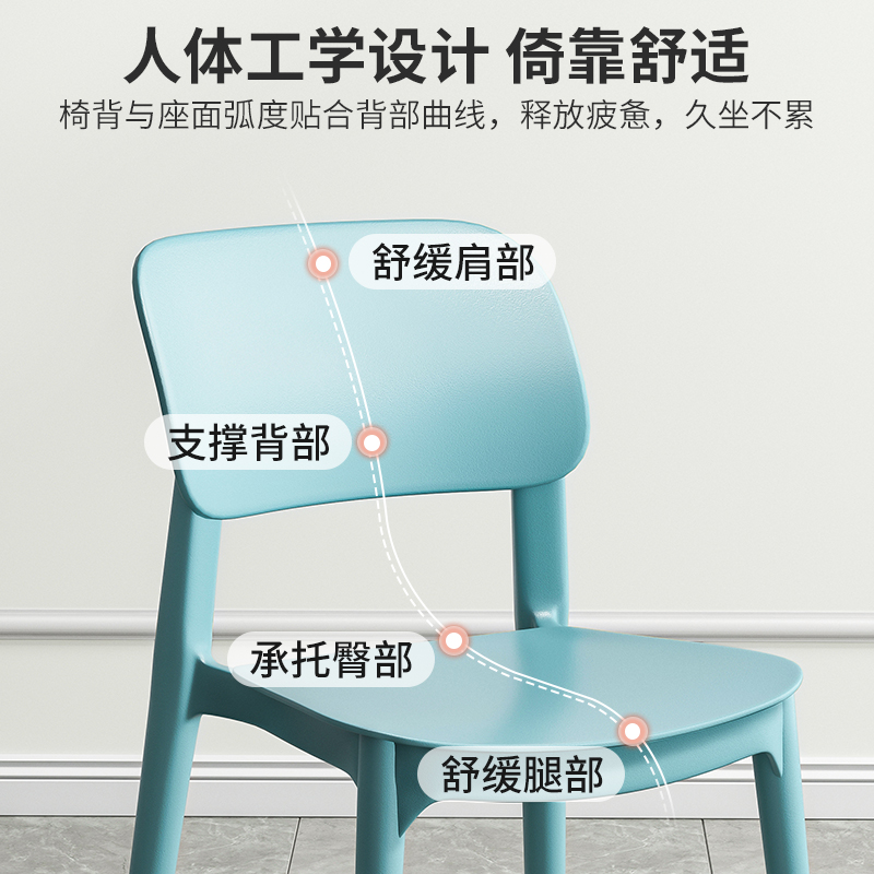 Dining Chair, Simple Modern Internet Celebrity Stool, Nordic Dining Table Chair, Plastic Chair for Home Use, Thickened Backrest Chair, Simple