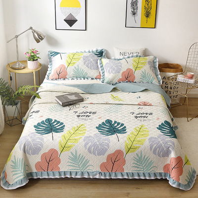 纯棉床盖加厚夹棉全棉床单三件套单双人床单盖毯套件微商代理批发