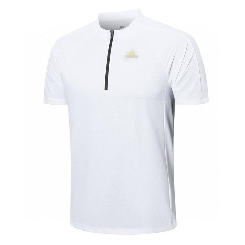 Высококачественная новая мужская тонкая футболка из ледяного шелка с воротником-стойкой, быстросохнущая дышащая деловая повседневная спортивная футболка с короткими рукавами