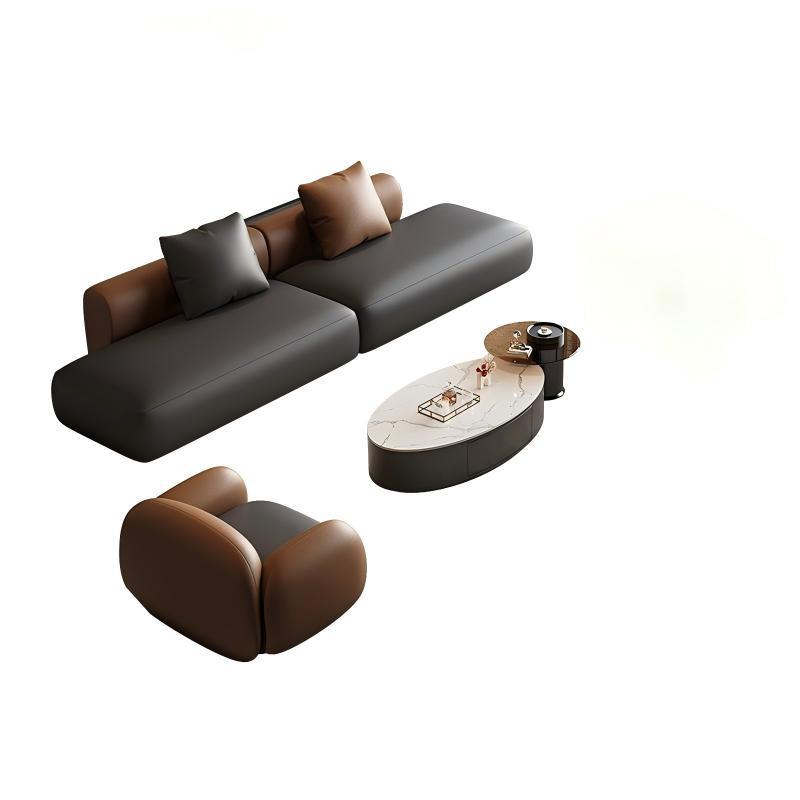 Sofá italiano de lujo recto y curvo mesa de té sala de estar del hotel sala de estar gran sala de recepción mesa y silla combinación