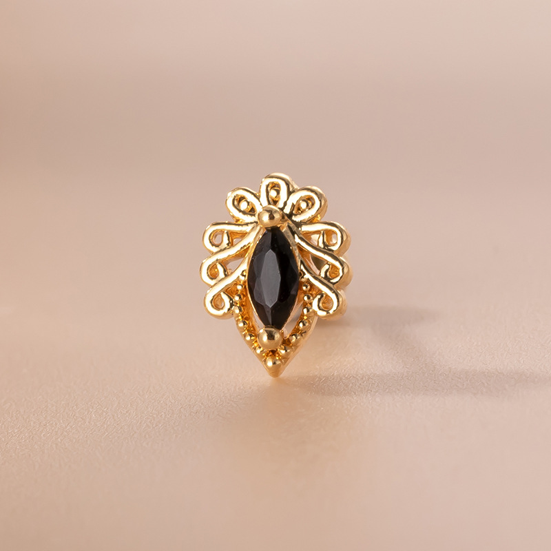 Fashion Solid Color Metal Plating Inlay Zircon Ear Studs 1 Piece