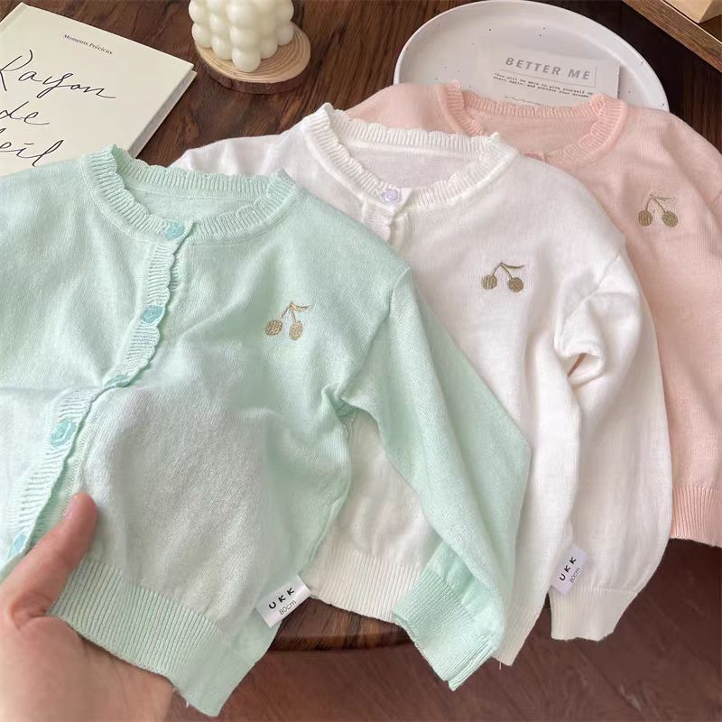 Children's Sunscreen Coat Spring and Summer Thin Baby's Outer Cardigan Girls' Baby's Knitted Air-conditioning Coat
