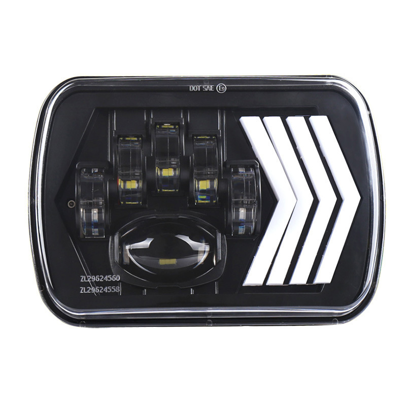 Truck 7inch Square Turn Signal Lights with Arrows for Left and Right, Jeep Wrangler Off-Road Vehicle Led Headlights 5X7 Turn Signal Lights