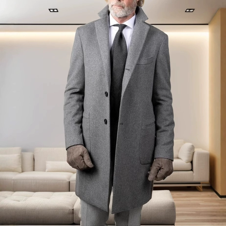 Утепленное мужское шерстяное пальто в британском стиле с длинным рукавом, осенне-зимняя шерстяная куртка, модный костюм (европейский размер)