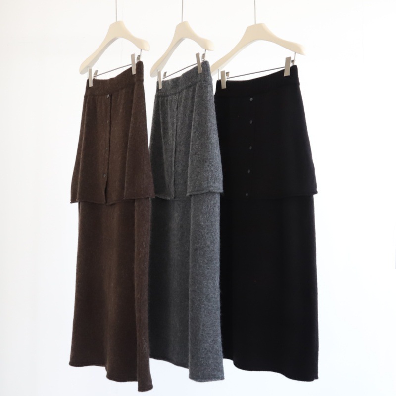 Winter New Thickened Double-Layer Butt Curtain Long Skirt Women's Wool Blend Fashionable Straight Skirt