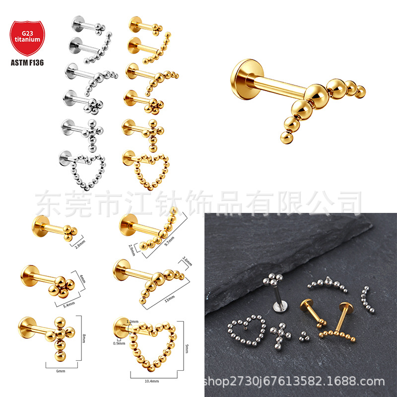 Pointed titanium steel lip stud product view