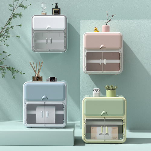 No punching waterproof wall-mounted bathroom toilet paper box bathroom multi-functional storage box tissue box paper box wholesale