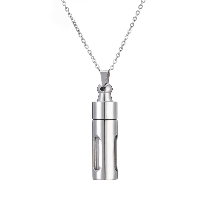Retro Streetwear Perfume Bottle Stainless Steel Glass Plating Pendant Necklace display picture 4