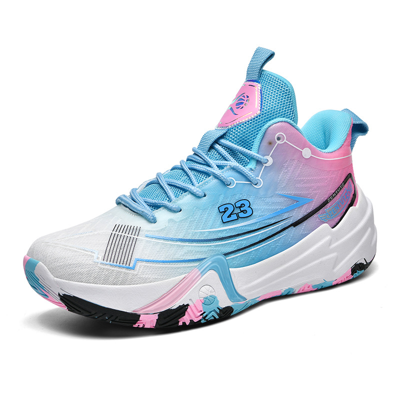 Primavera de moda nuevo tipo de zapatos de baloncesto Duan Duan para hombres mallas respirables zapatos de alta altura antideslizantes fricción sonido