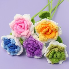 手作りの完成品は国境を越えて尖ったバラの毛糸で花の永遠の花の家庭装飾プレゼントを編んで卸売りします。
