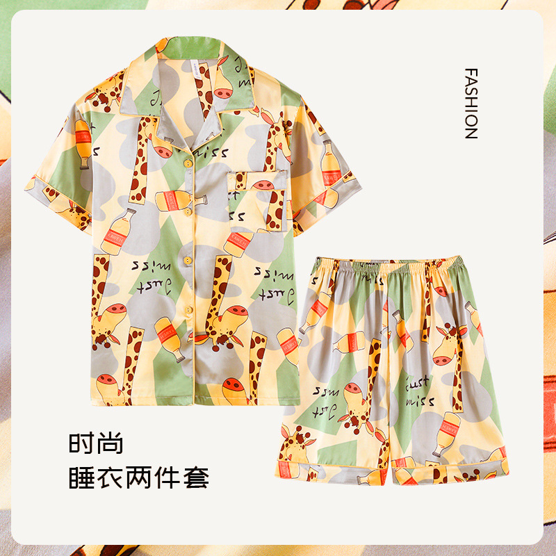 Pijamas de verano de los hombres de seda de hielo de manga corta de lujo de alta calidad de seda real se puede usar fuera de traje de tres piezas