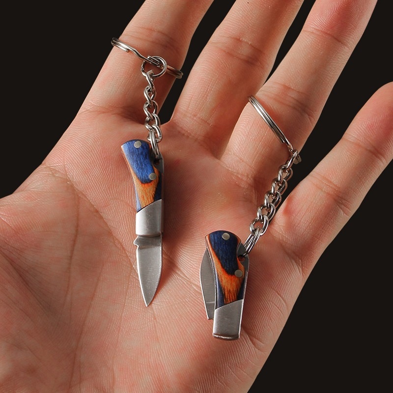 木柄折叠刀便携户外防身战术野营迷你小刀拆箱钥匙扣锋利不锈钢刀