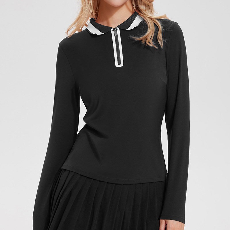 Caijue transfronterizo con solapa set de ropa de yoga de mangas largas para mujeres golf al aire libre delgado set de ropa de yoga deportiva