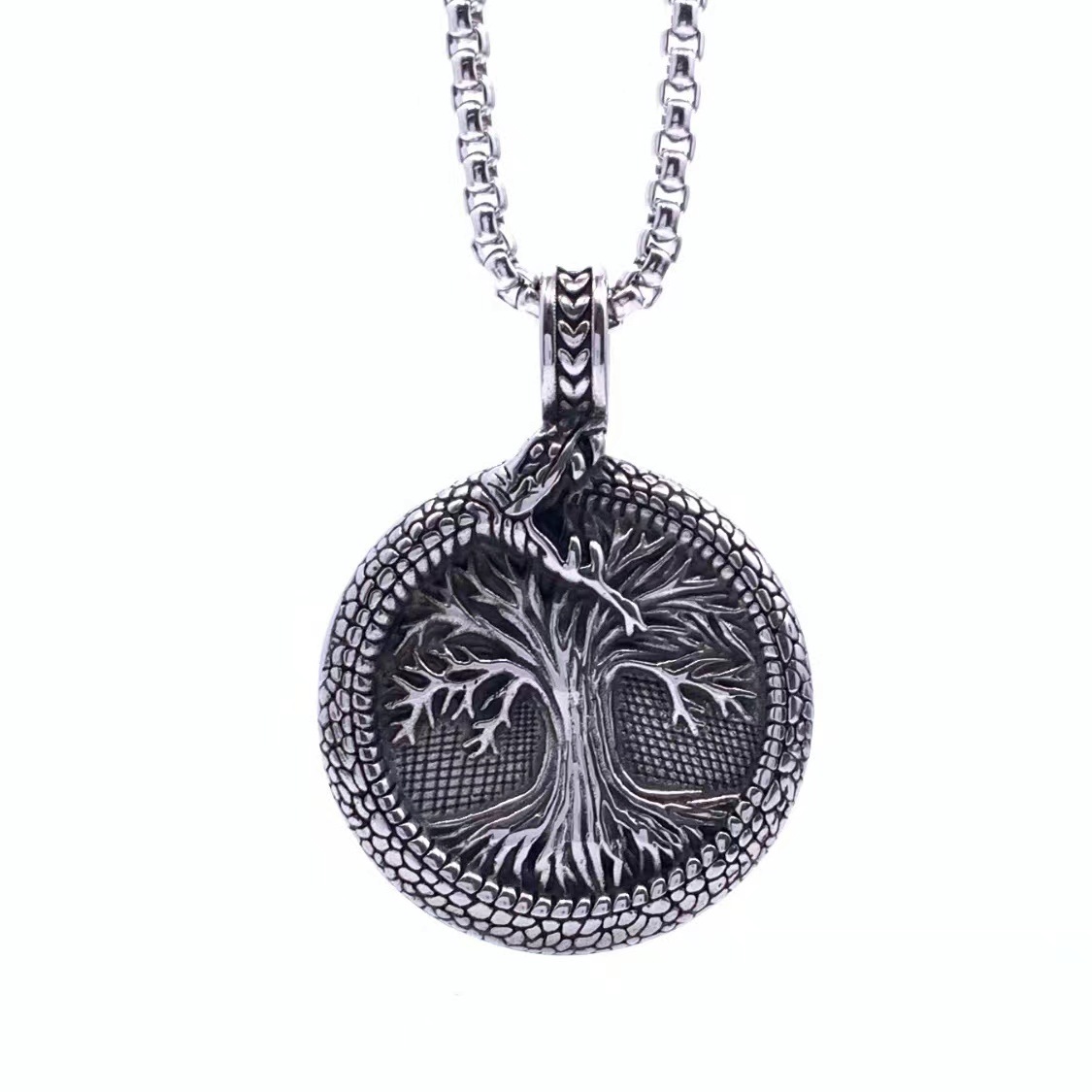 38g Weight 304 Stainless Steel Pendant Material Retro Punk Tree 304 Stainless Steel Men's Charms Pendant Necklace