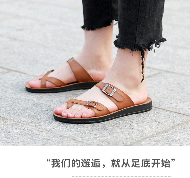 Dép sandal nữ quai ngang đế bệt thoáng khí kiểu Hàn Quốc — Màu Sâm panh, Nâu vàng, Nâu Đen chi tiết 10