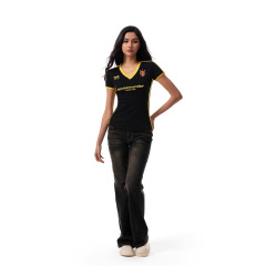 FDR 公式ストア レトロ ホットガール V ネック コントラスト プリント 半袖 Tシャツ レディース サマー スポーツ スリミング トップ