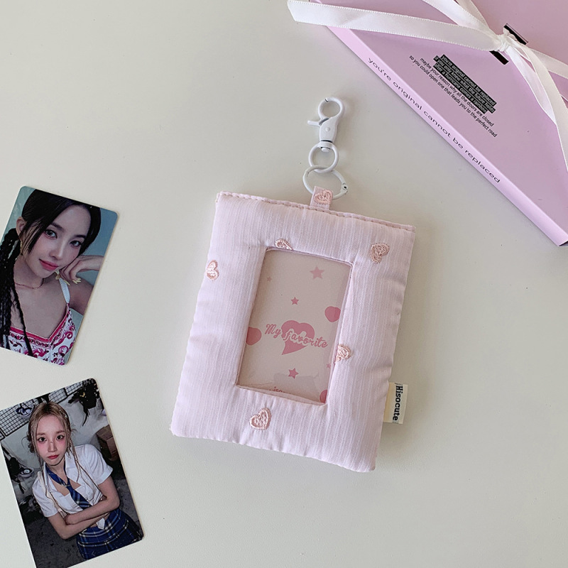 韩版布艺条纹三寸小卡卡套少女追星展示卡套学生公交卡校园卡卡包|undefined