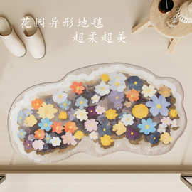 氛围感云朵异形仿羊绒简约柔软地毯吸水防滑卧室入户客厅地垫批发