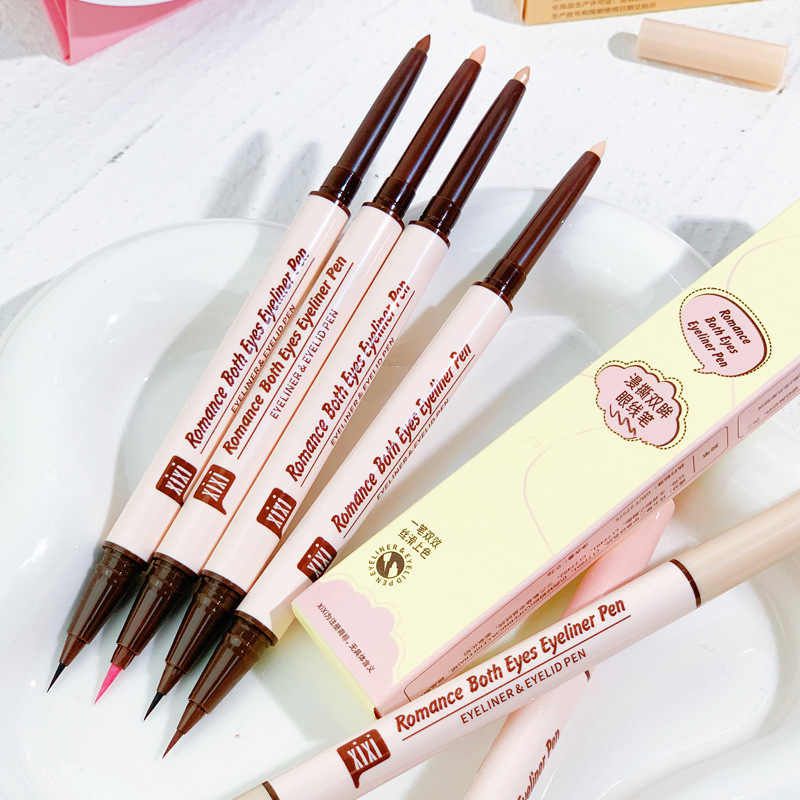 xixi Double Head Sleeping Silkworm Eyeliner 2-in -1 High Gloss Brightening Dual-Use Pearlescent Matte Shade Outlines Eyelid Face Down