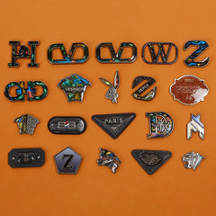 Black leather label silicone label TPU soft label rubber stainless steel hardware metal label leather label thick plate hot stamping label